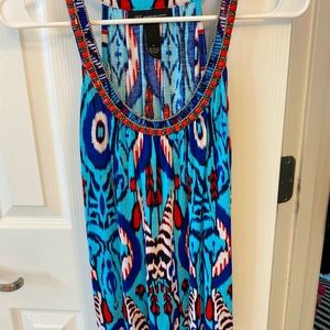Beautiful rayon and beaded sleeveless top.